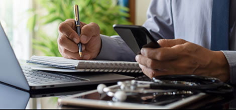 Doctor writing statement